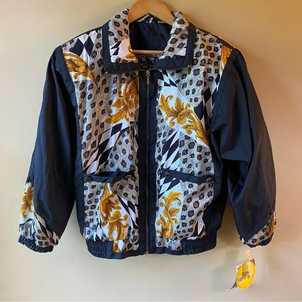 Vintage East West Animal Print Windbreaker Jacket Fullzip Women’s Small NWT - Picture 1 of 16